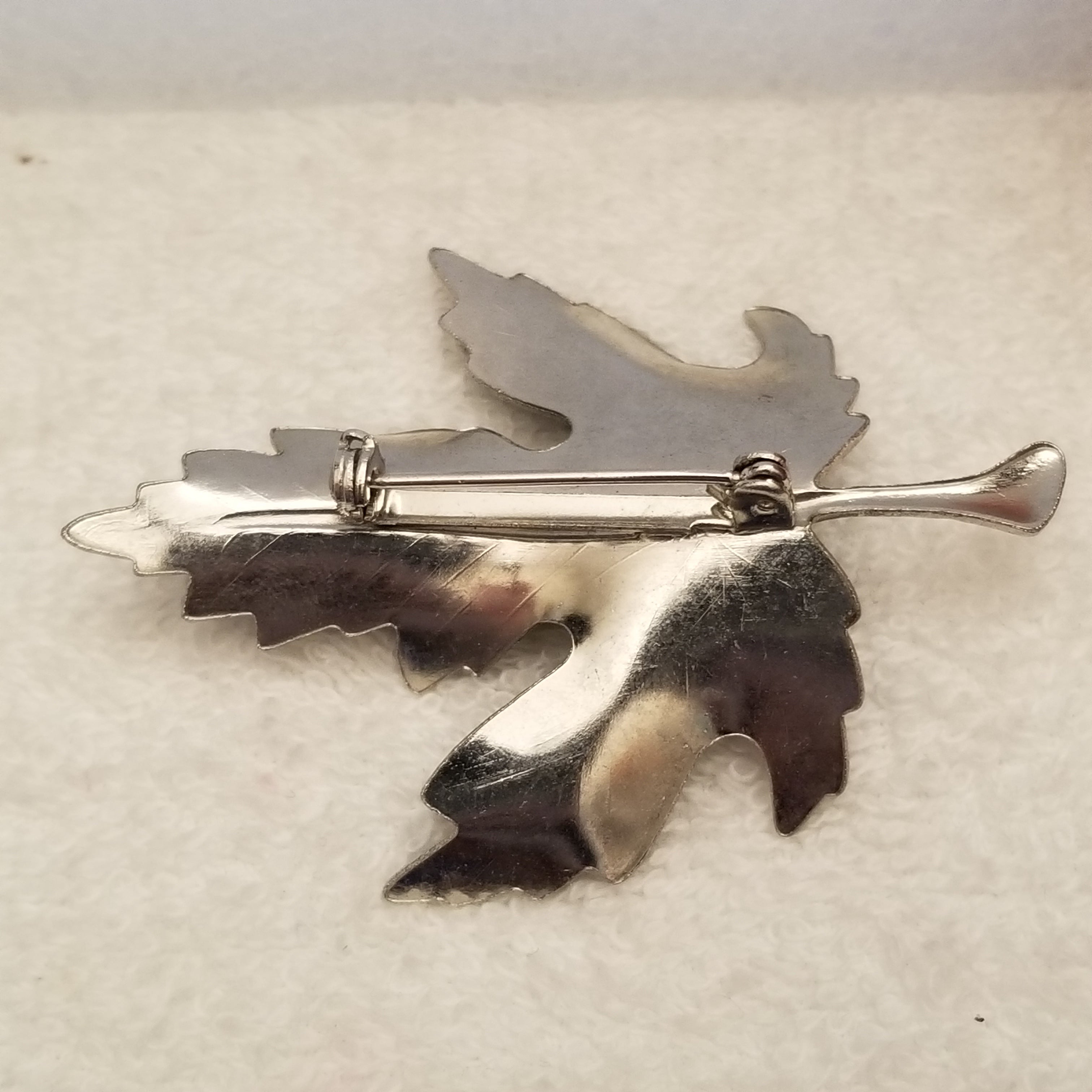 Black & Grey Hombre Maple Fall Leaf Brooch