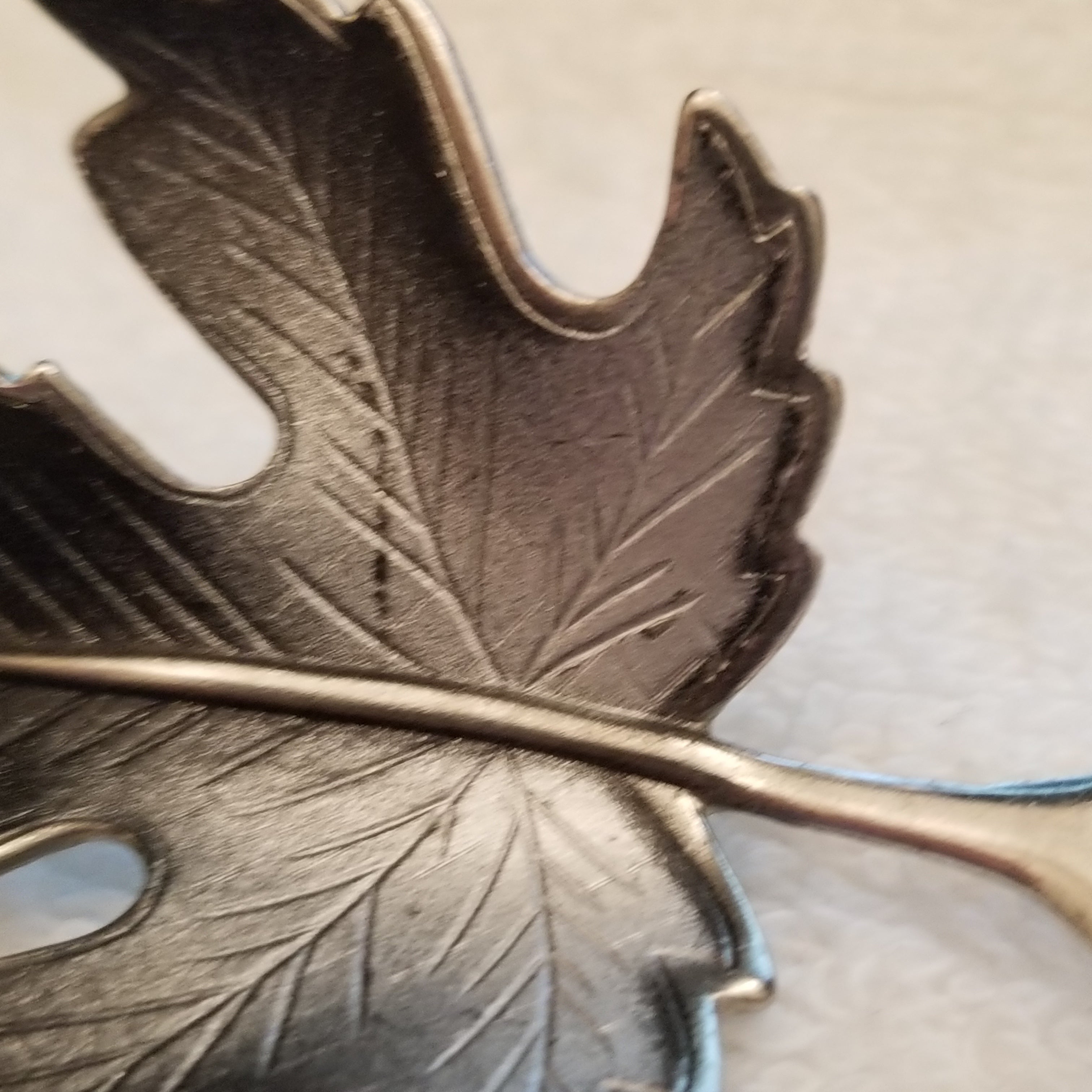 Black & Grey Hombre Maple Fall Leaf Brooch
