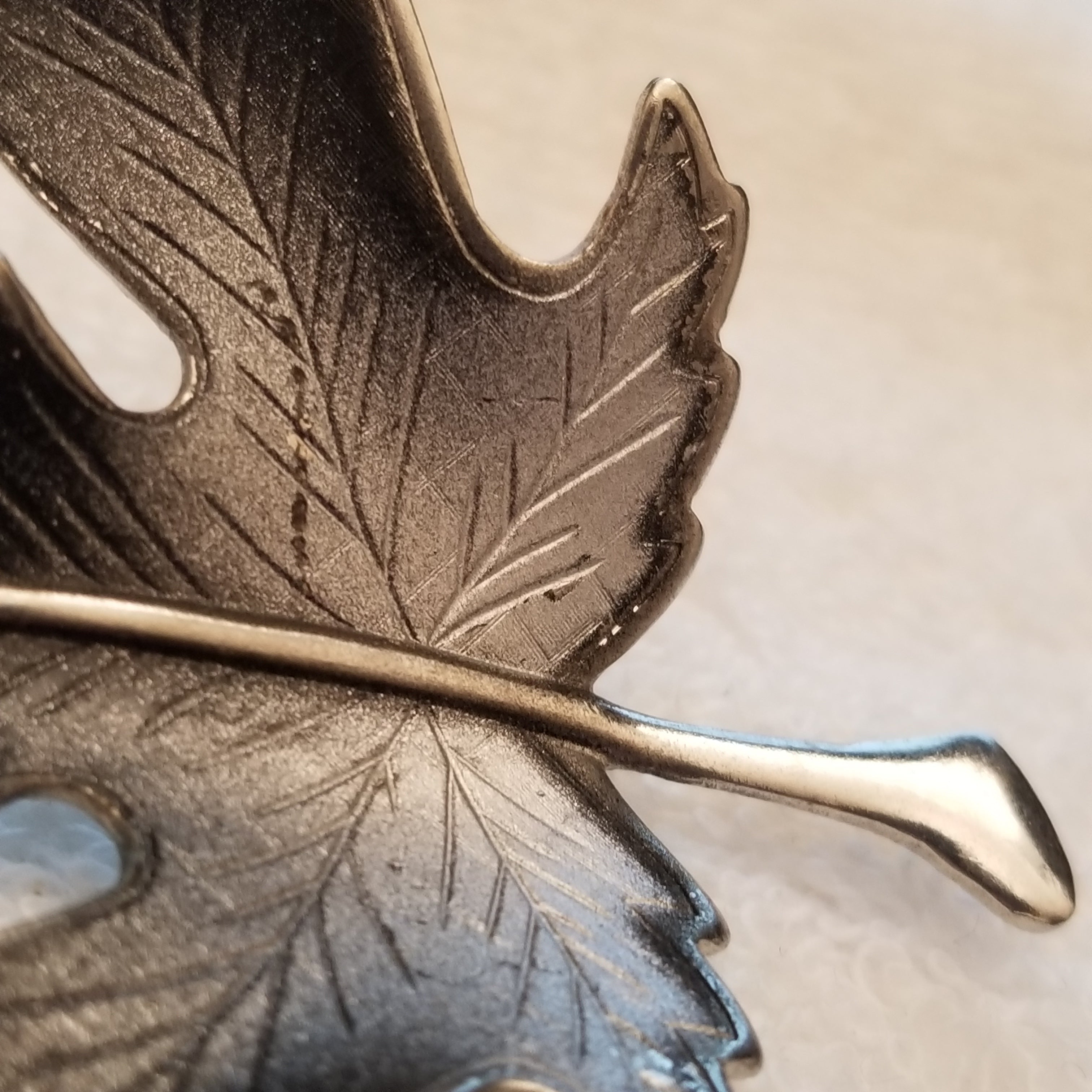 Black & Grey Hombre Maple Fall Leaf Brooch