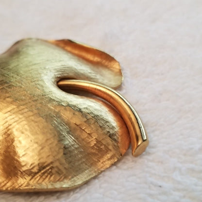 Gold Tone Leaf Brooch