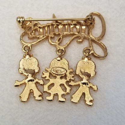 Gold Tone Grandma Charm Brooch