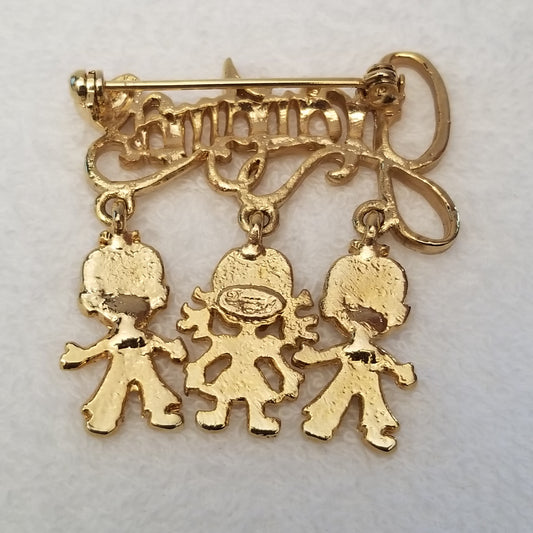 Gold Tone Grandma Charm Brooch