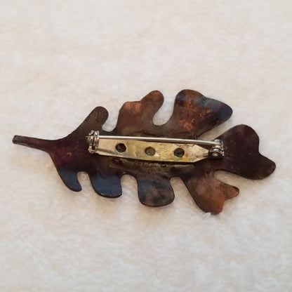 Copper Color Oak Leaf Brooch