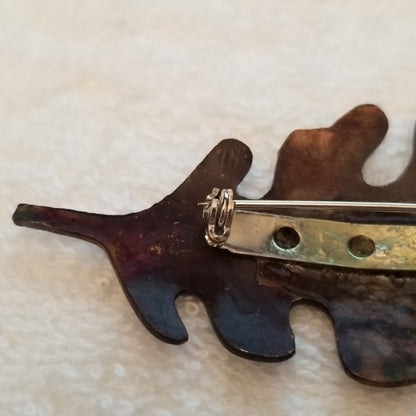 Copper Color Oak Leaf Brooch