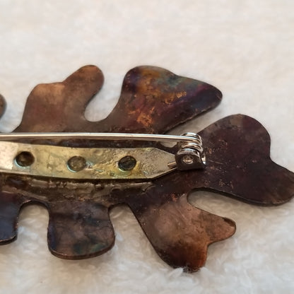 Copper Color Oak Leaf Brooch