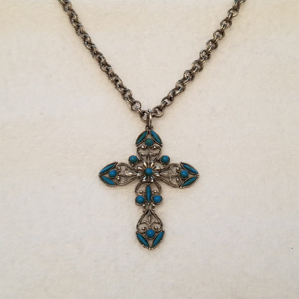 Turquoise Colored Cross Necklace