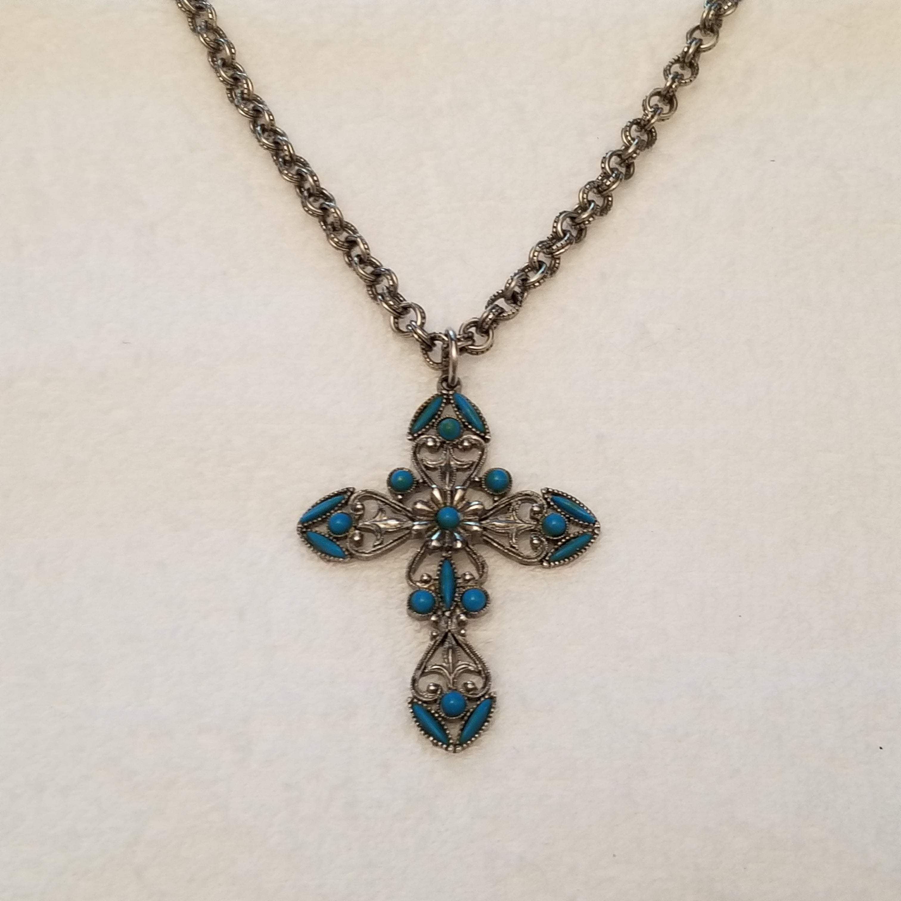 Turquoise Colored Cross Necklace