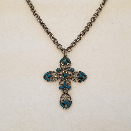 Turquoise Colored Cross Necklace