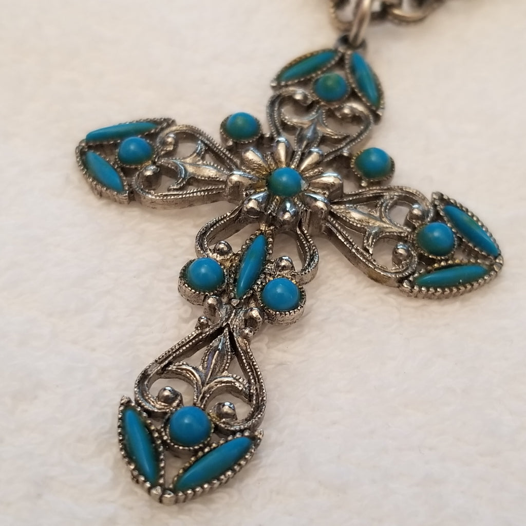 Turquoise Colored Cross Necklace