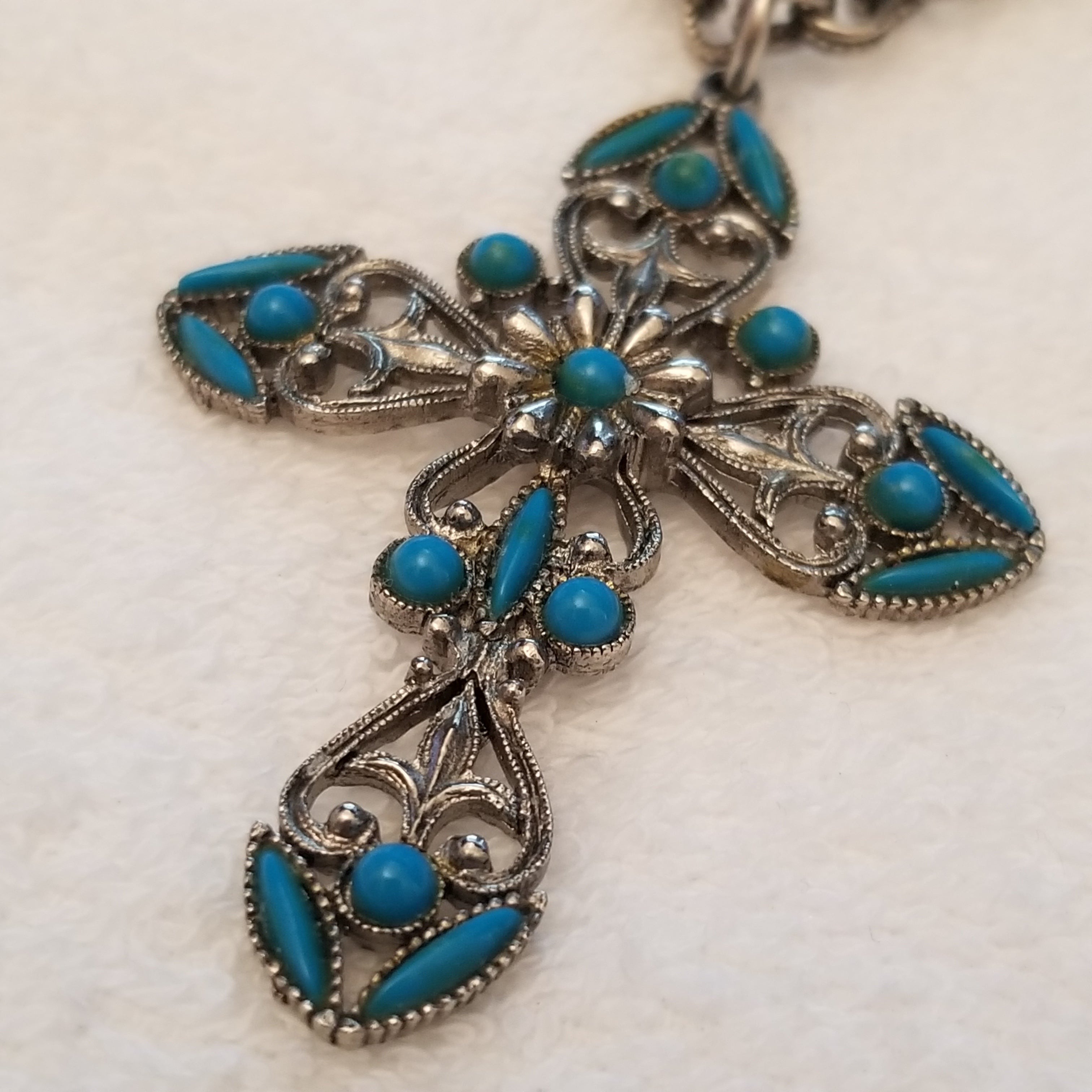 Turquoise Colored Cross Necklace