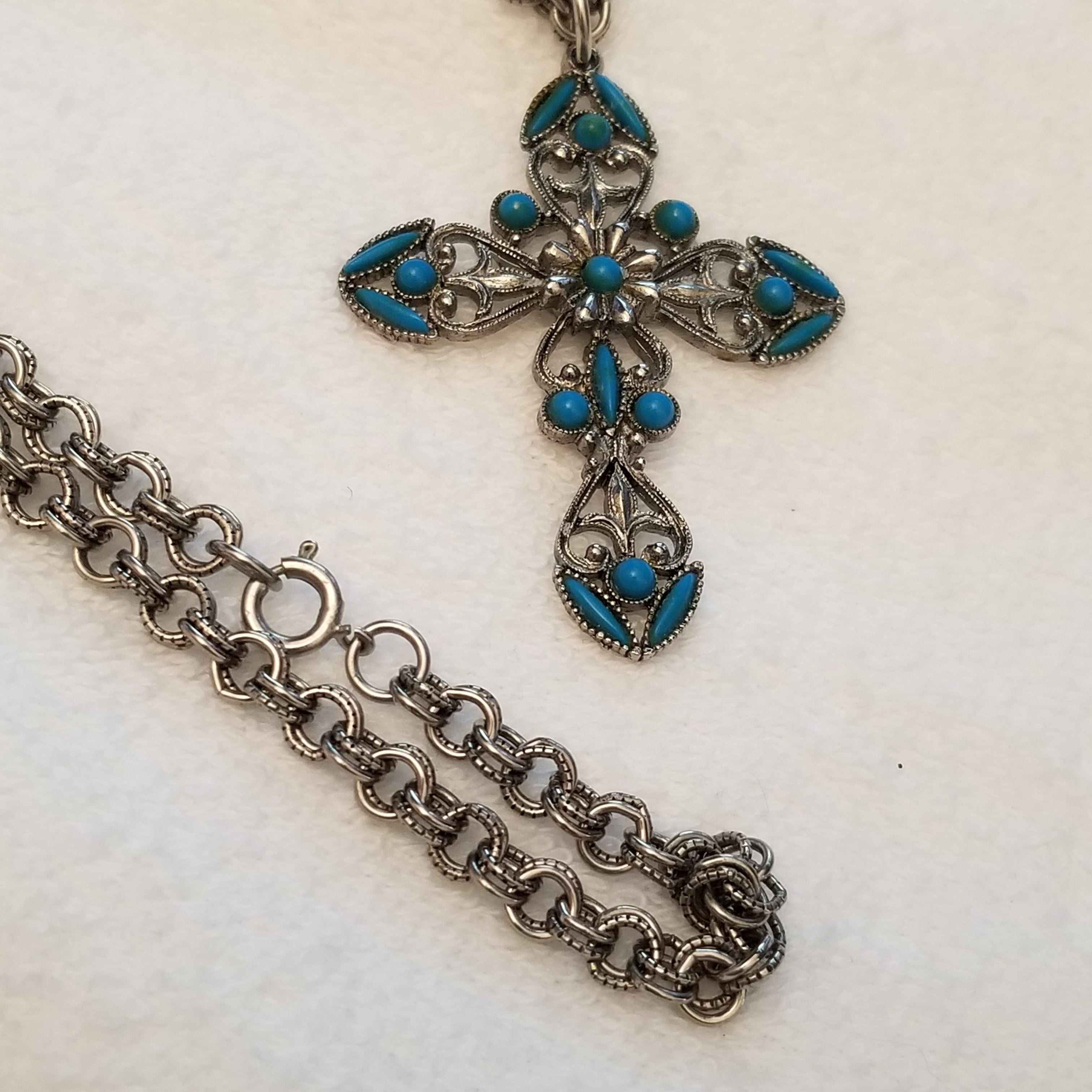 Turquoise Colored Cross Necklace