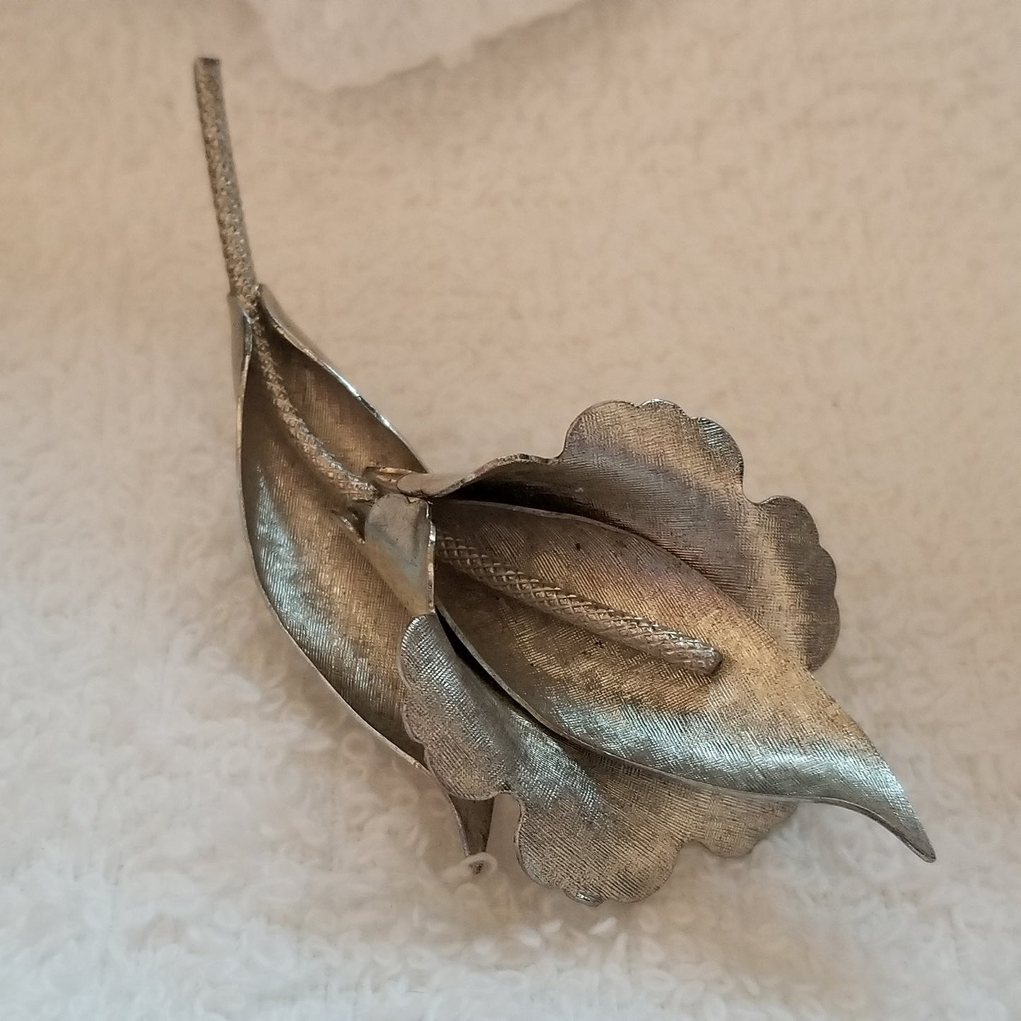 Silver Tone Flower Brooch