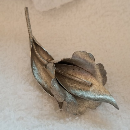 Silver Tone Flower Brooch