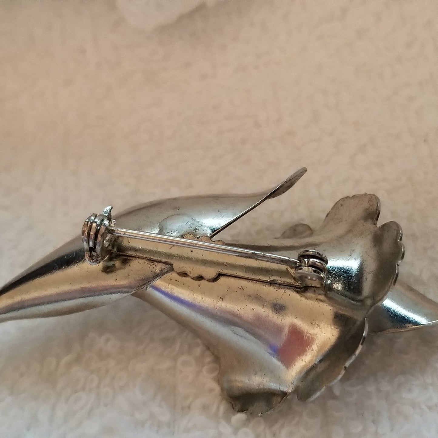 Silver Tone Flower Brooch