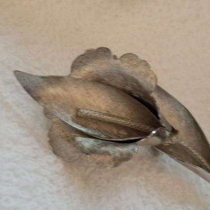 Silver Tone Flower Brooch