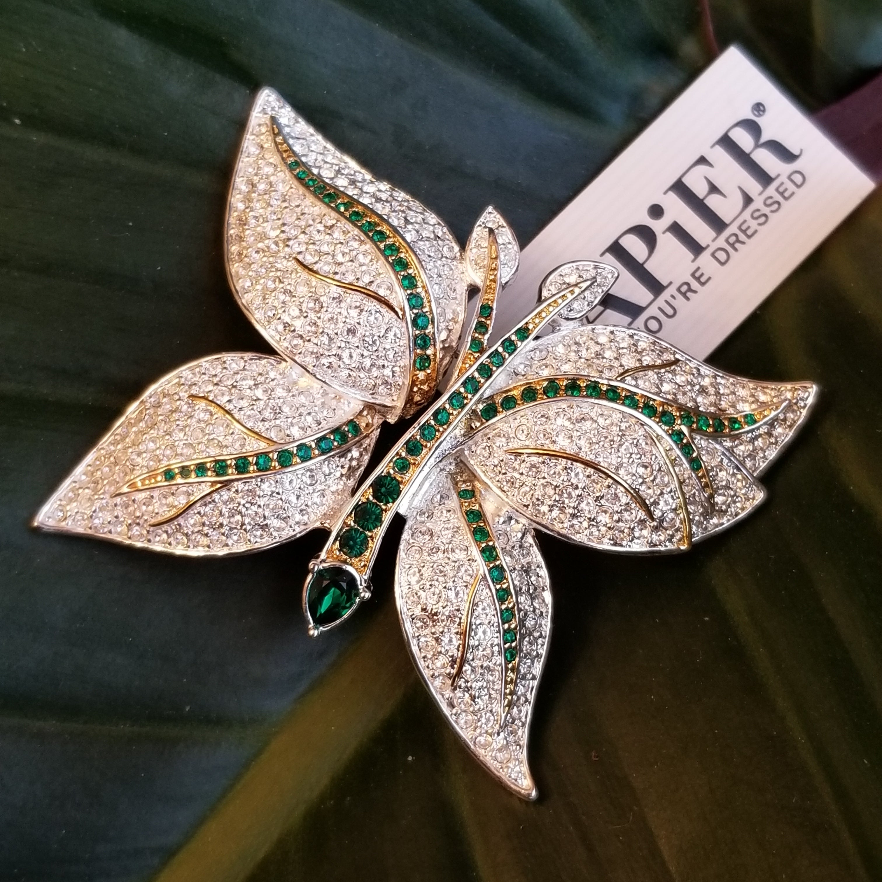 Napier Silver-plated Rhinestone Butterfly Brooch