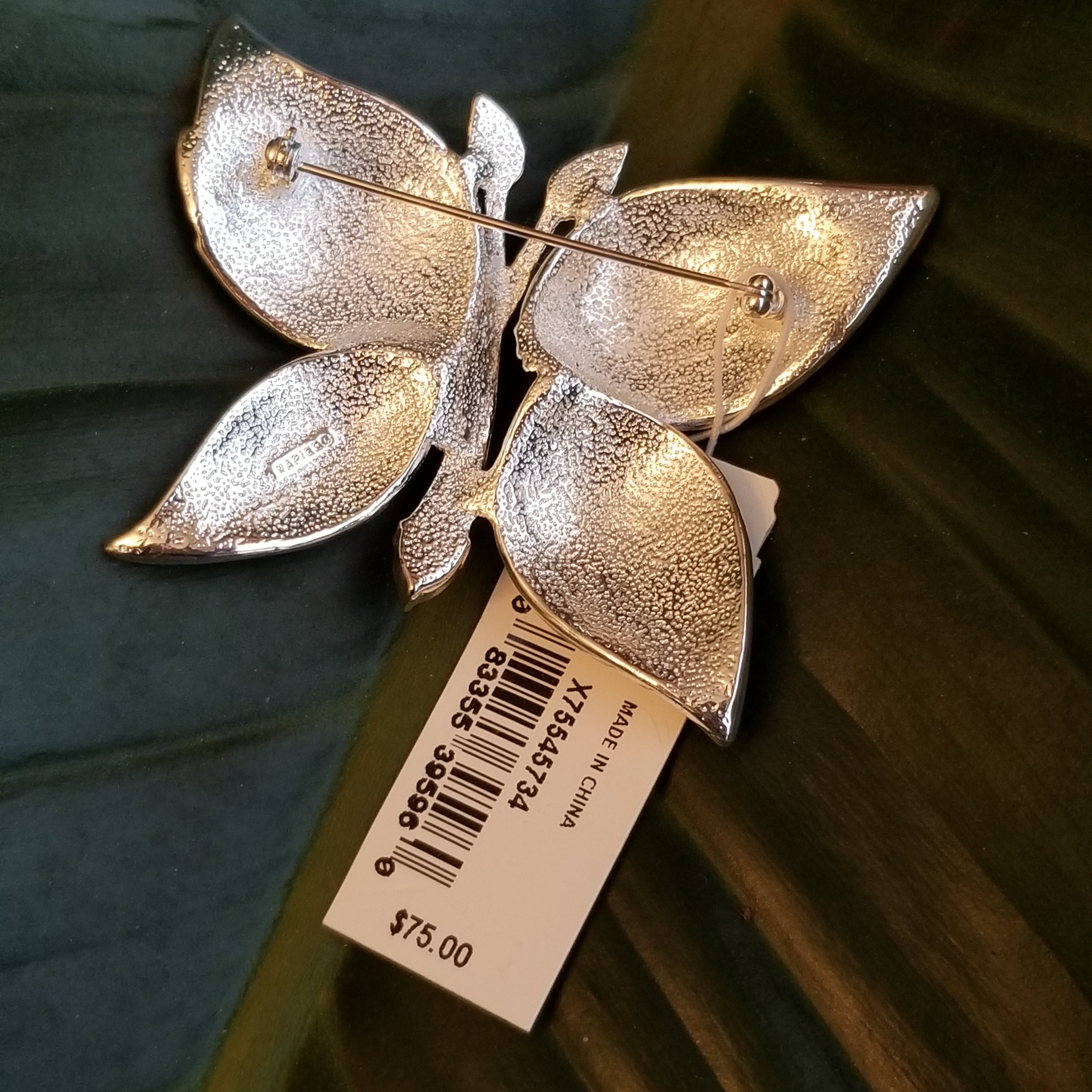 Napier Silver-plated Rhinestone Butterfly Brooch