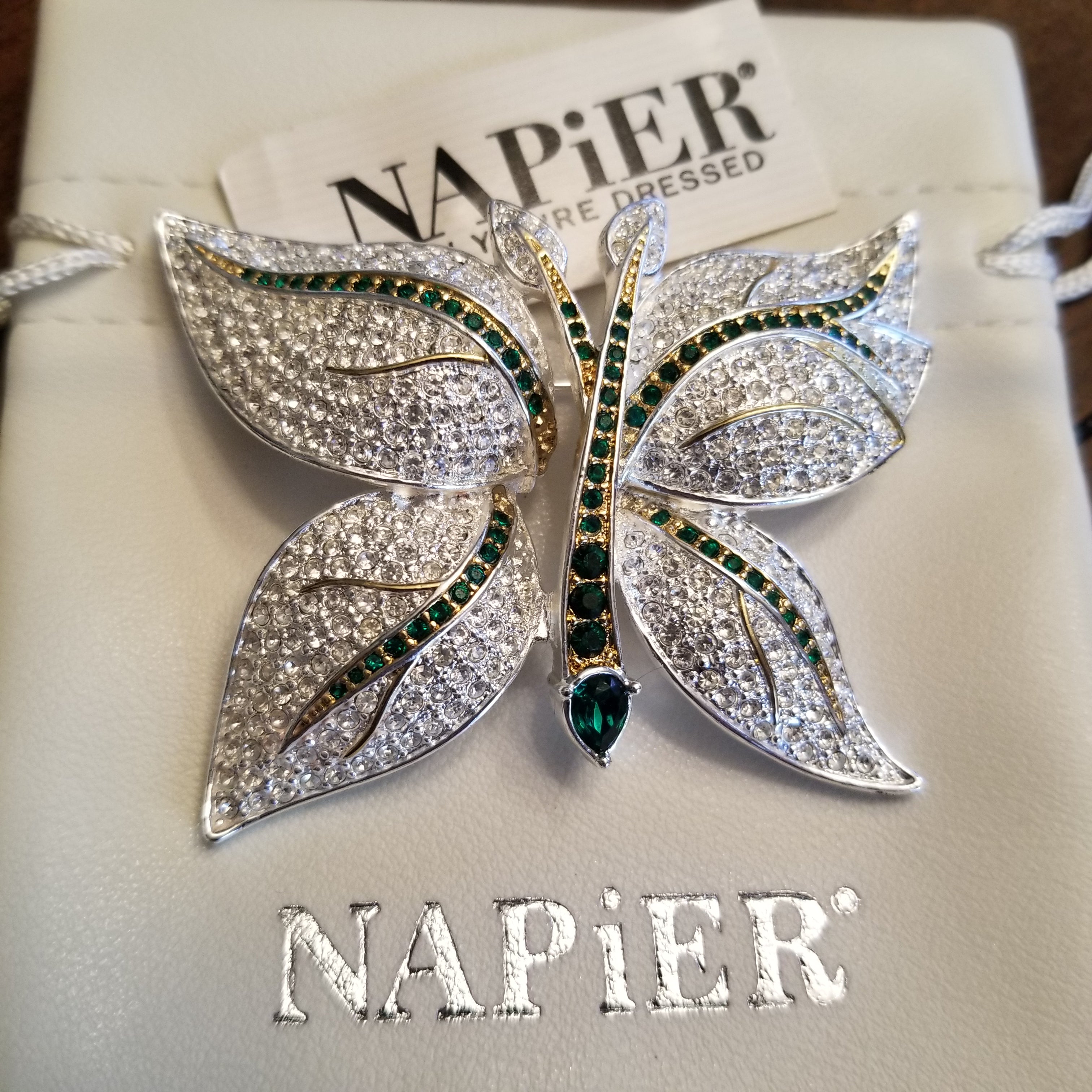 Napier Silver-plated Rhinestone Butterfly Brooch