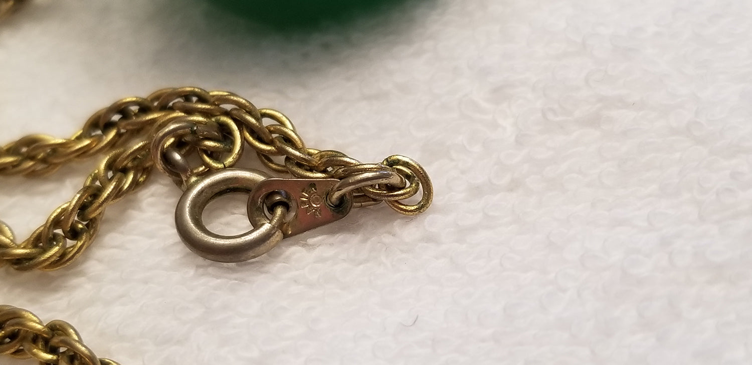 Vintage Green Apple Gold Tone Necklace