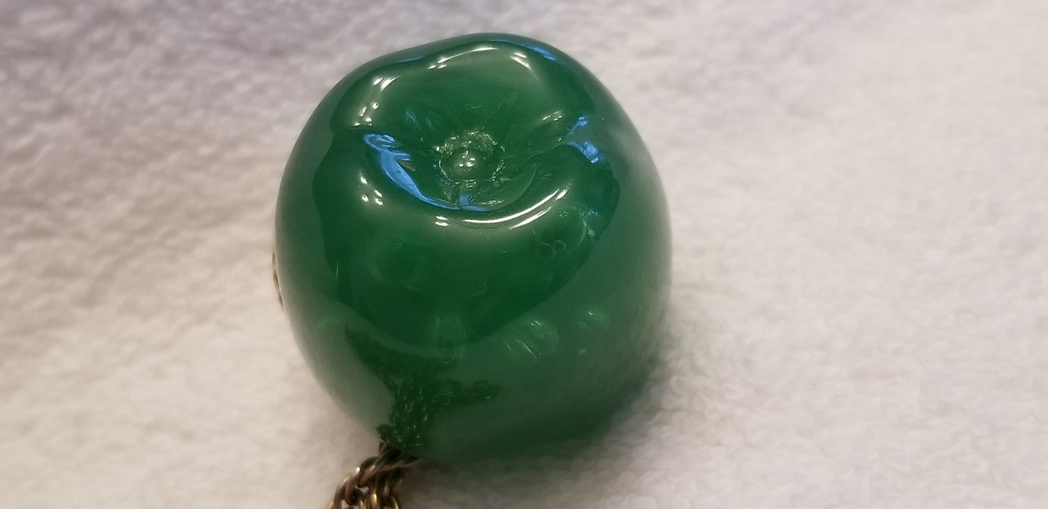 Vintage Green Apple Gold Tone Necklace