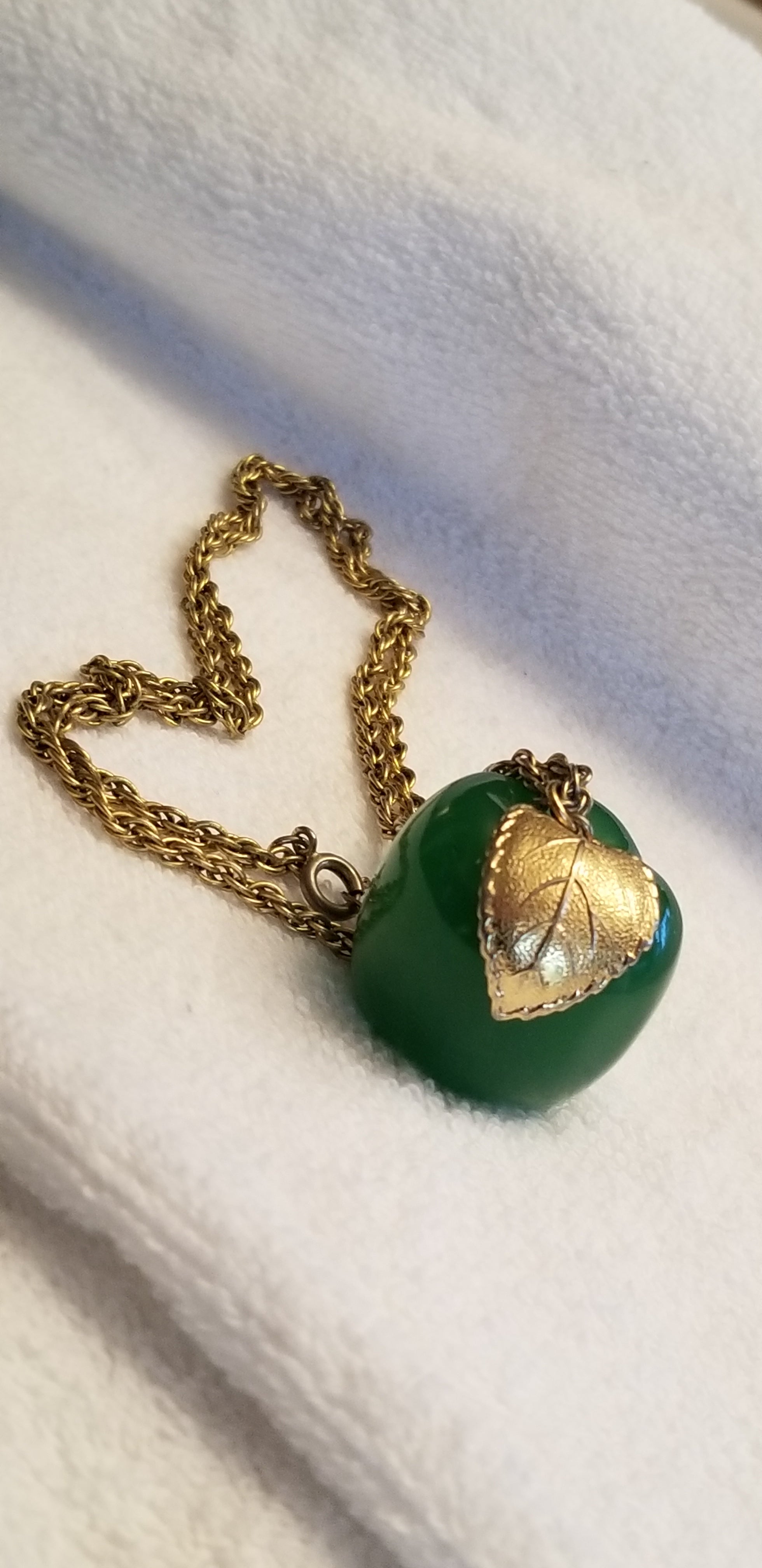 Vintage Green Apple Gold Tone Necklace