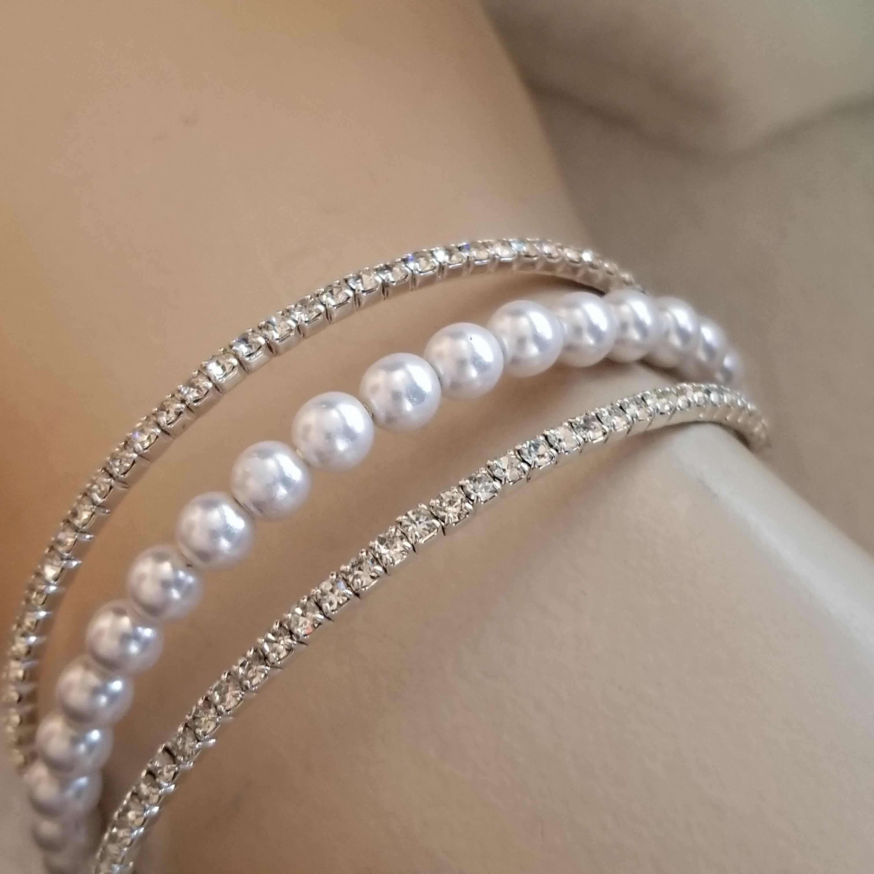 Dainty Napier Silver Tone Beaded Rhinestone Bracelet