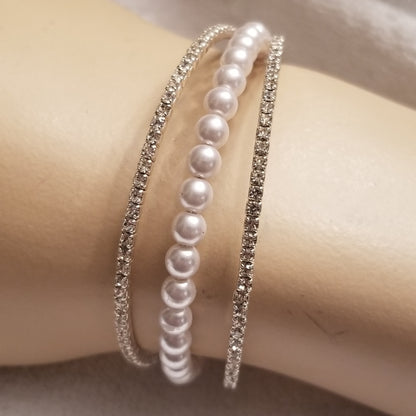 Dainty Napier Silver Tone Beaded Rhinestone Bracelet