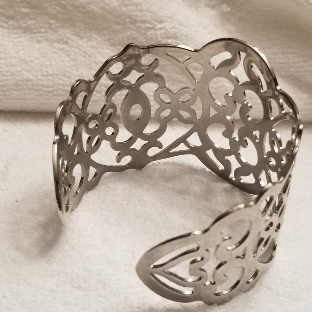 Silver Tone Open Work Lia Sophia Cuff Bracelet
