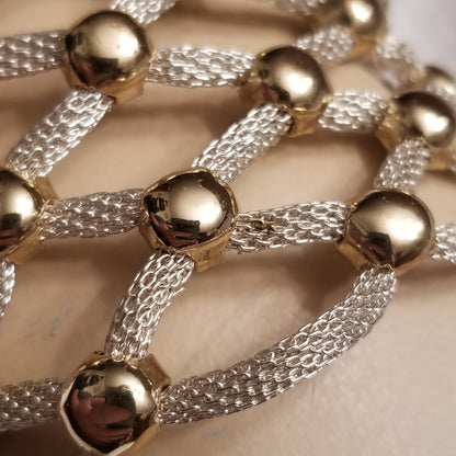 Silver & Gold Tone Mesh Magnet Bracelet