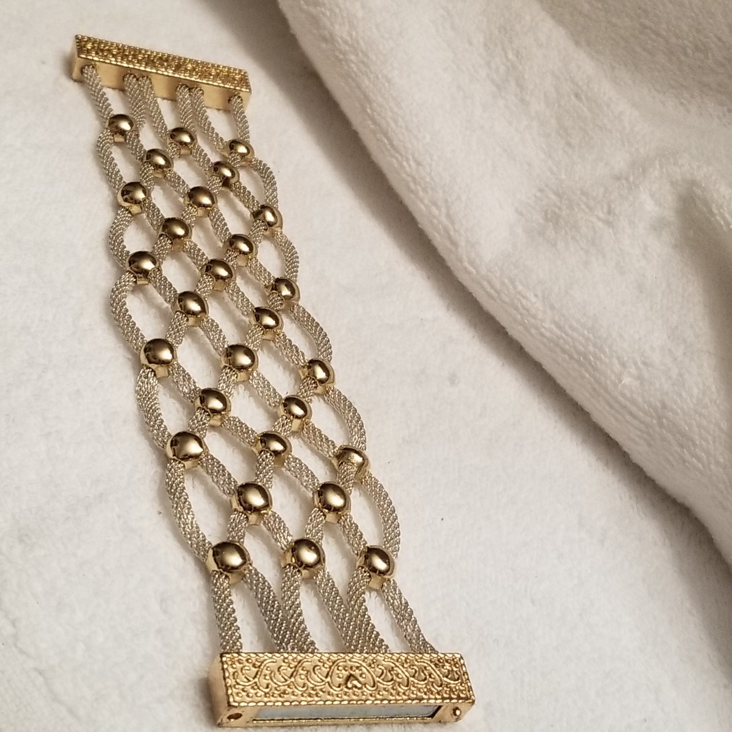 Silver & Gold Tone Mesh Magnet Bracelet