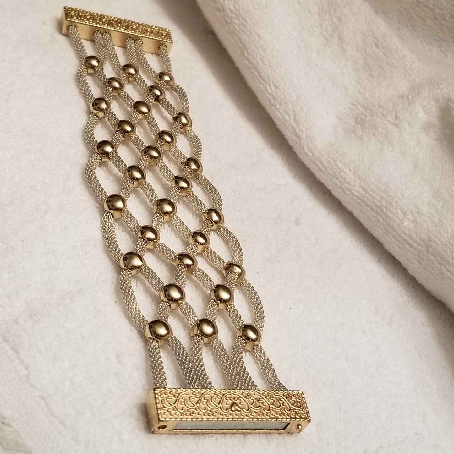 Silver & Gold Tone Mesh Magnet Bracelet