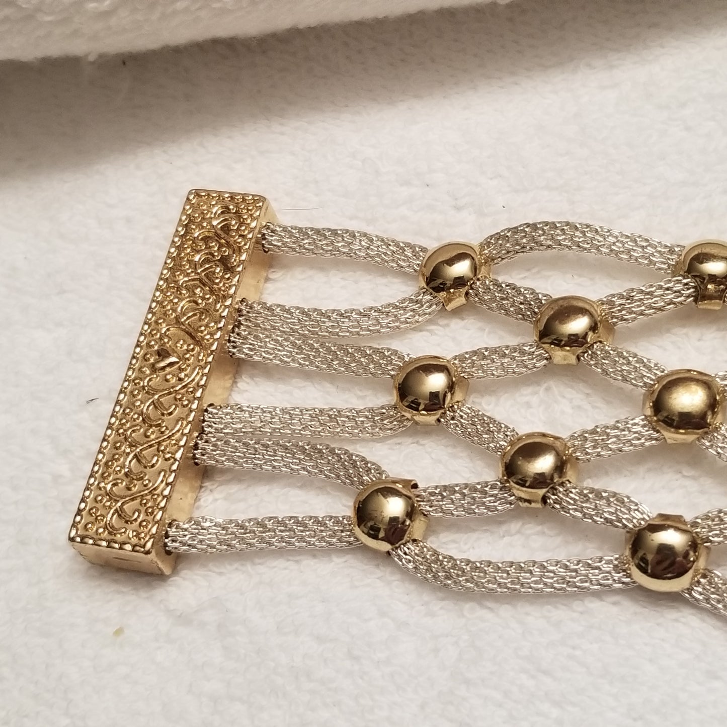 Silver & Gold Tone Mesh Magnet Bracelet