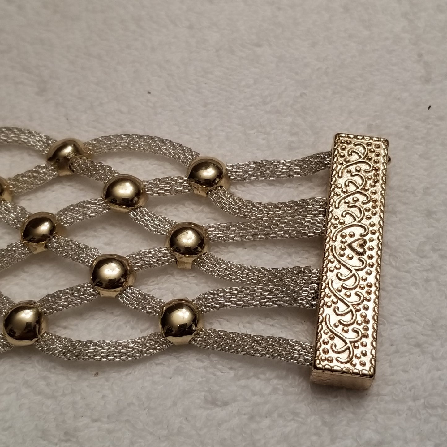 Silver & Gold Tone Mesh Magnet Bracelet