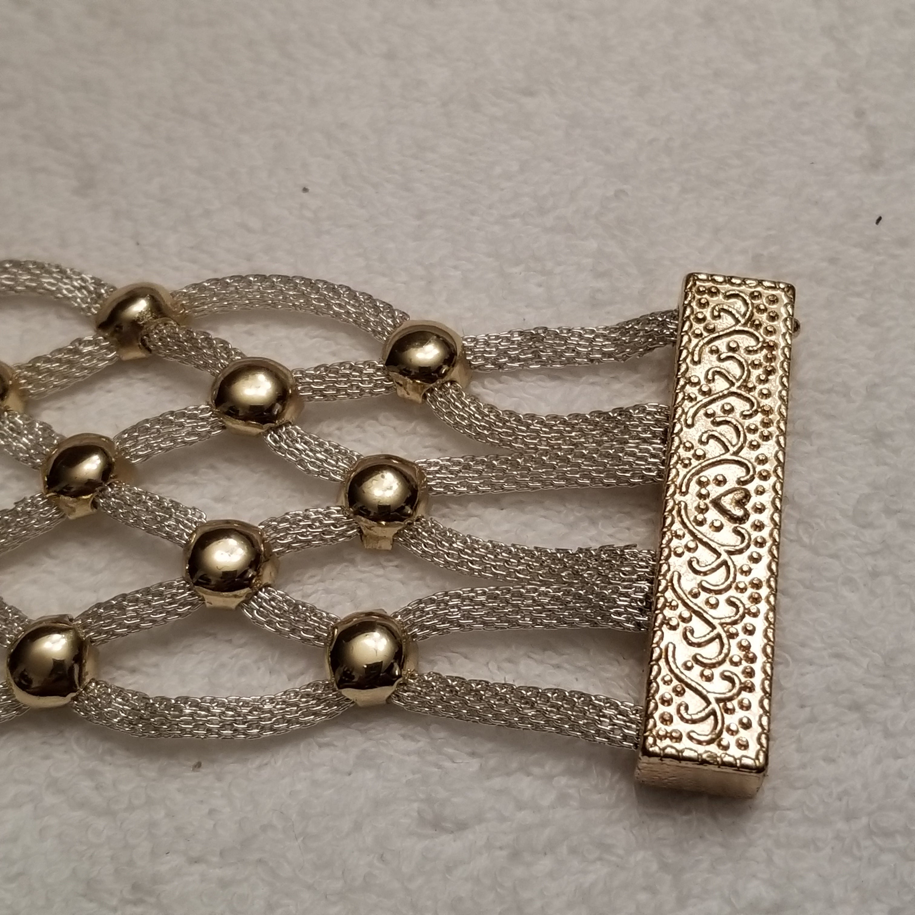 Silver & Gold Tone Mesh Magnet Bracelet
