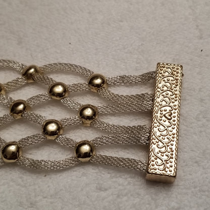 Silver & Gold Tone Mesh Magnet Bracelet