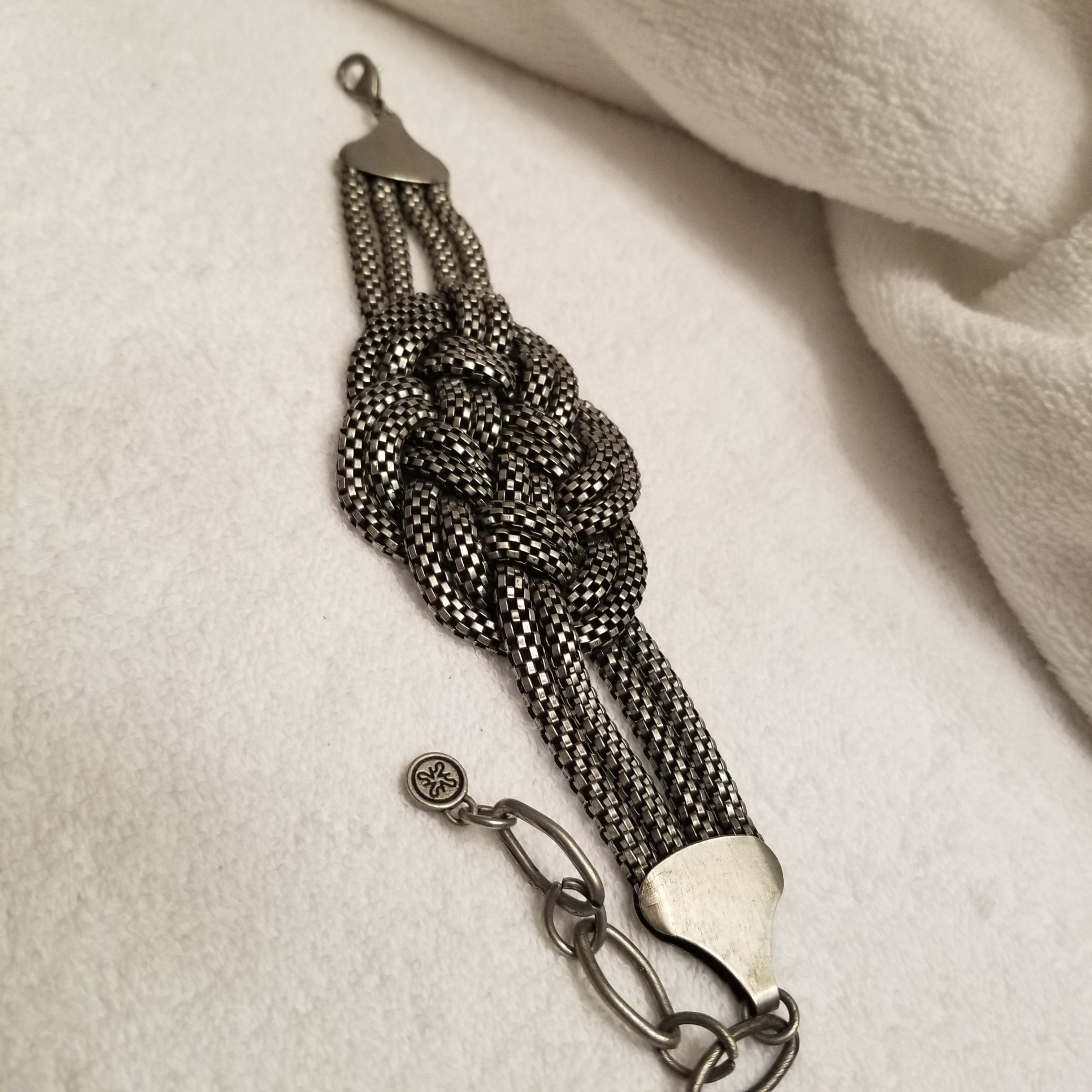 Silver Tone knotted Chain Bracelet