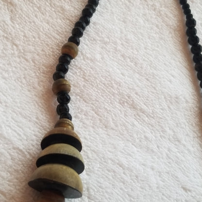 Wood Crescent Moon Necklace