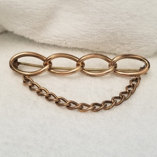 1900s Victorian 9kt Women's Suffrage Interlocking Chain Bar Brooch