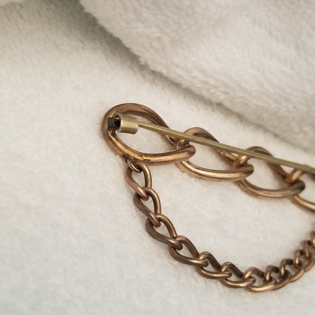 1900s Victorian 9kt Women's Suffrage Interlocking Chain Bar Brooch