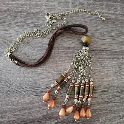 Tiger's Eye Tassel Necklace