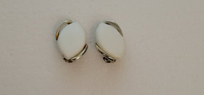 White Silver Vintage Clip On Earrings