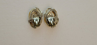 White Silver Vintage Clip On Earrings