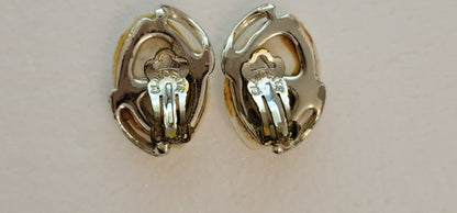 White Silver Vintage Clip On Earrings