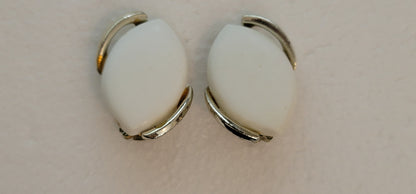 White Silver Vintage Clip On Earrings