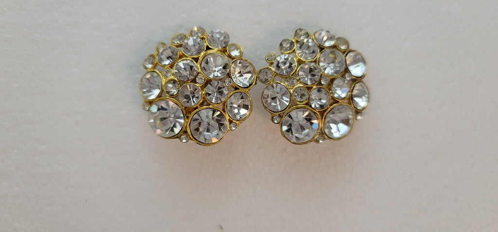 Unbranded Gold Tone Rhinestone Clip On Earrings