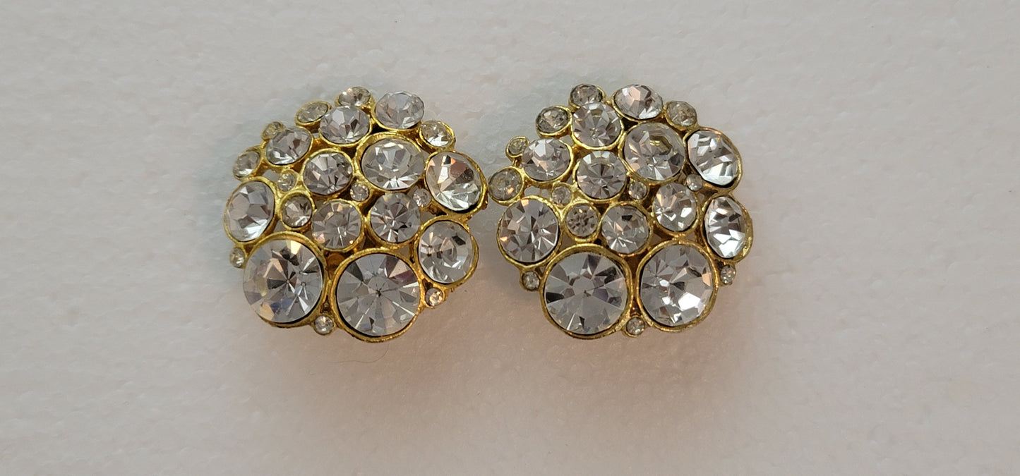 Unbranded Gold Tone Rhinestone Clip On Earrings