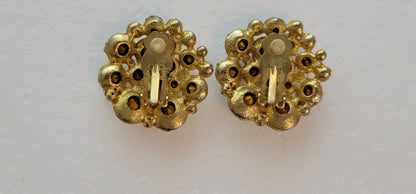 Unbranded Gold Tone Rhinestone Clip On Earrings