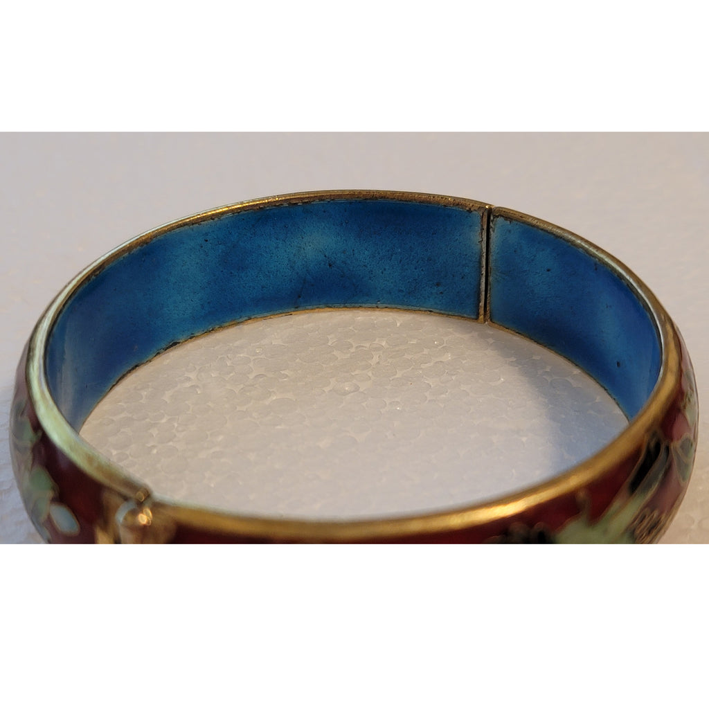 Vintage Red Cloisonné Hinge Bracelet