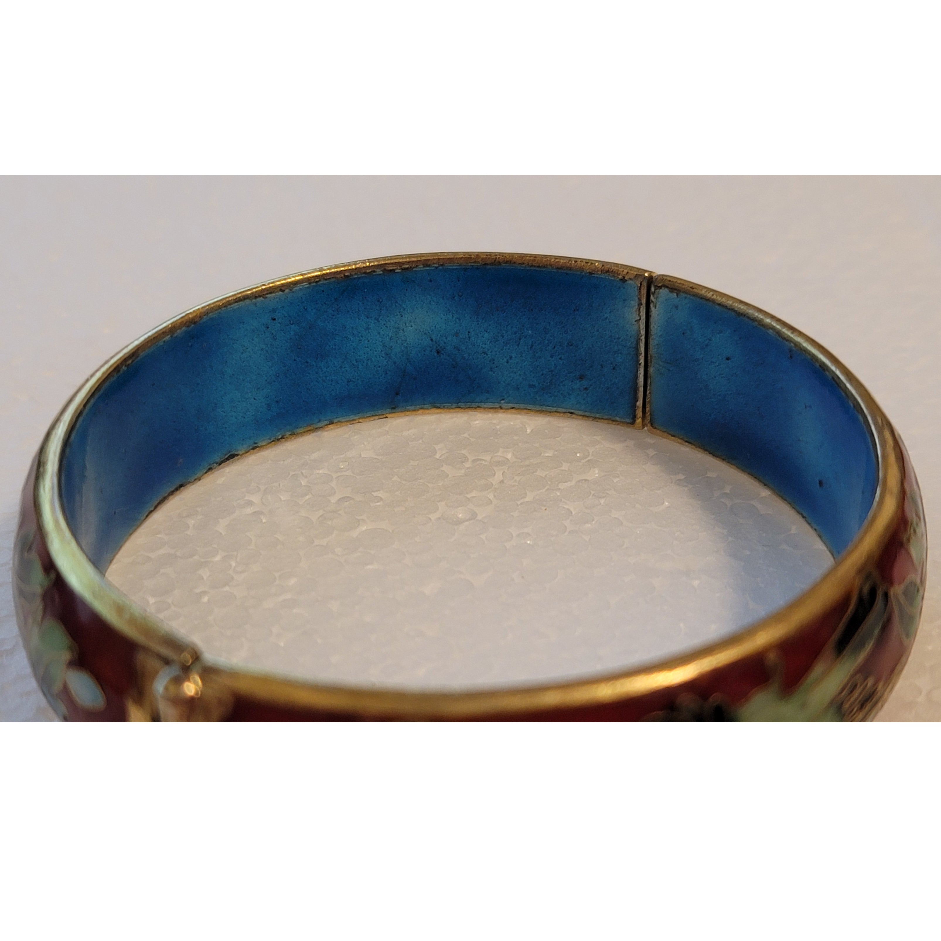 Vintage Red Cloisonné Hinge Bracelet