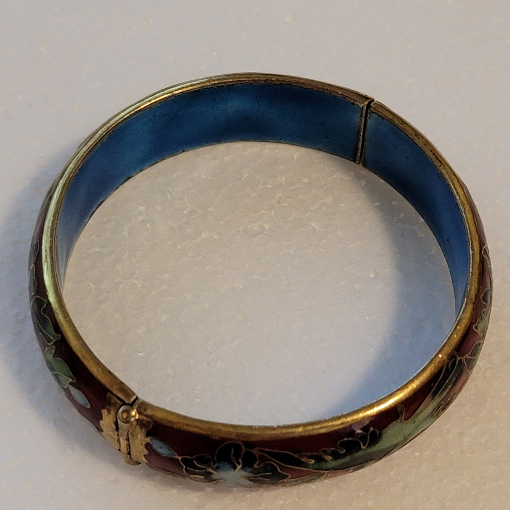 Vintage Red Cloisonné Hinge Bracelet